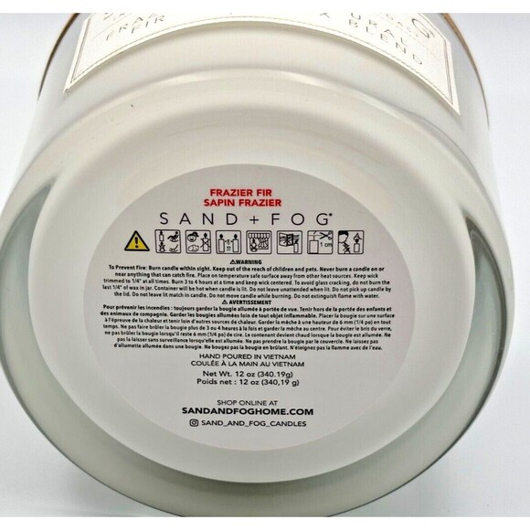 RARE Sand + Fog FRAZIER FIR Soy Wax Blend Candle 12 oz 2-Wick Santa Wood Lid New - Picture 6 of 8